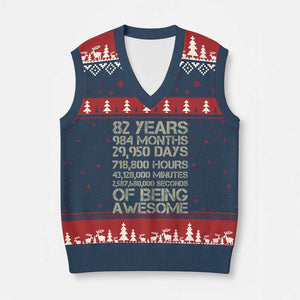 Vintage 82nd Milestone Birthday V-Neck Knit Sweater Vest 82 Years Of Being Awesome