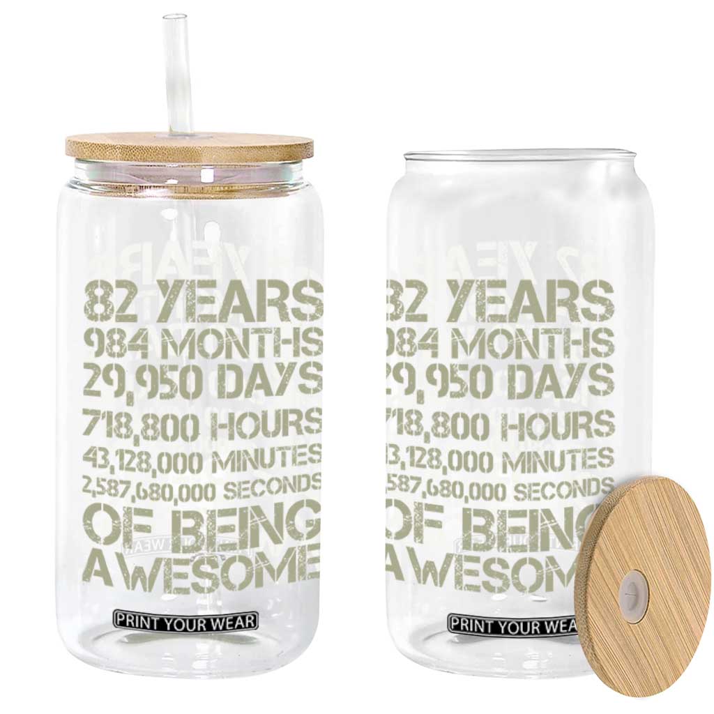 Vintage 82nd Milestone Birthday Glass Can 82 Years Of Being Awesome