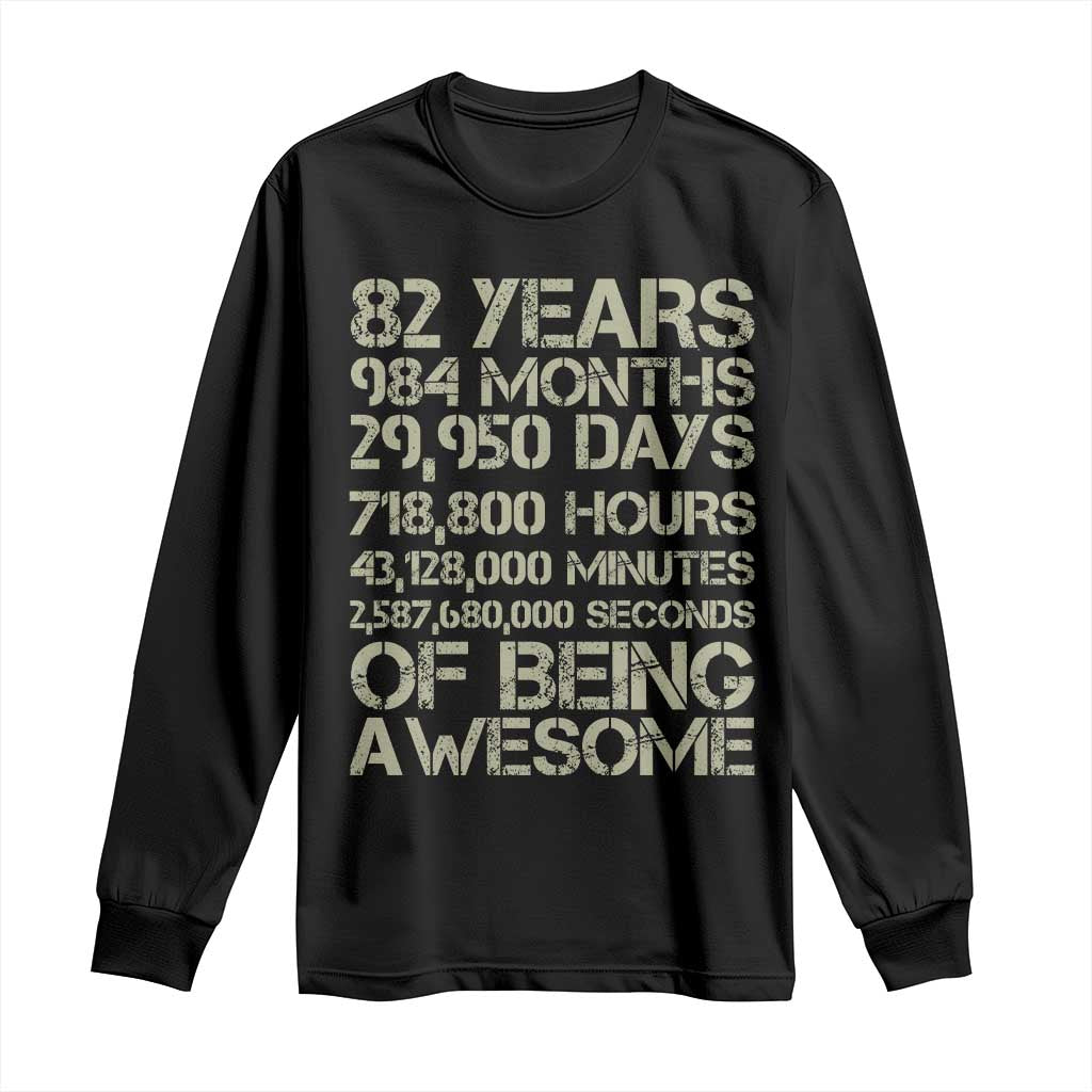 Vintage 82nd Milestone Birthday Long Sleeve Shirt 82 Years Of Being Awesome