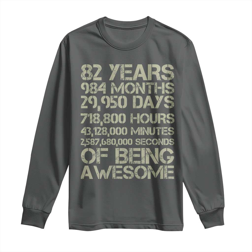 Vintage 82nd Milestone Birthday Long Sleeve Shirt 82 Years Of Being Awesome