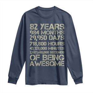 Vintage 82nd Milestone Birthday Long Sleeve Shirt 82 Years Of Being Awesome