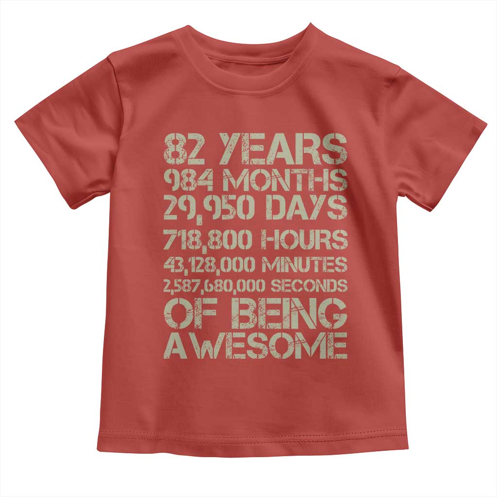 Vintage 82nd Milestone Birthday Toddler T Shirt 82 Years Of Being Awesome