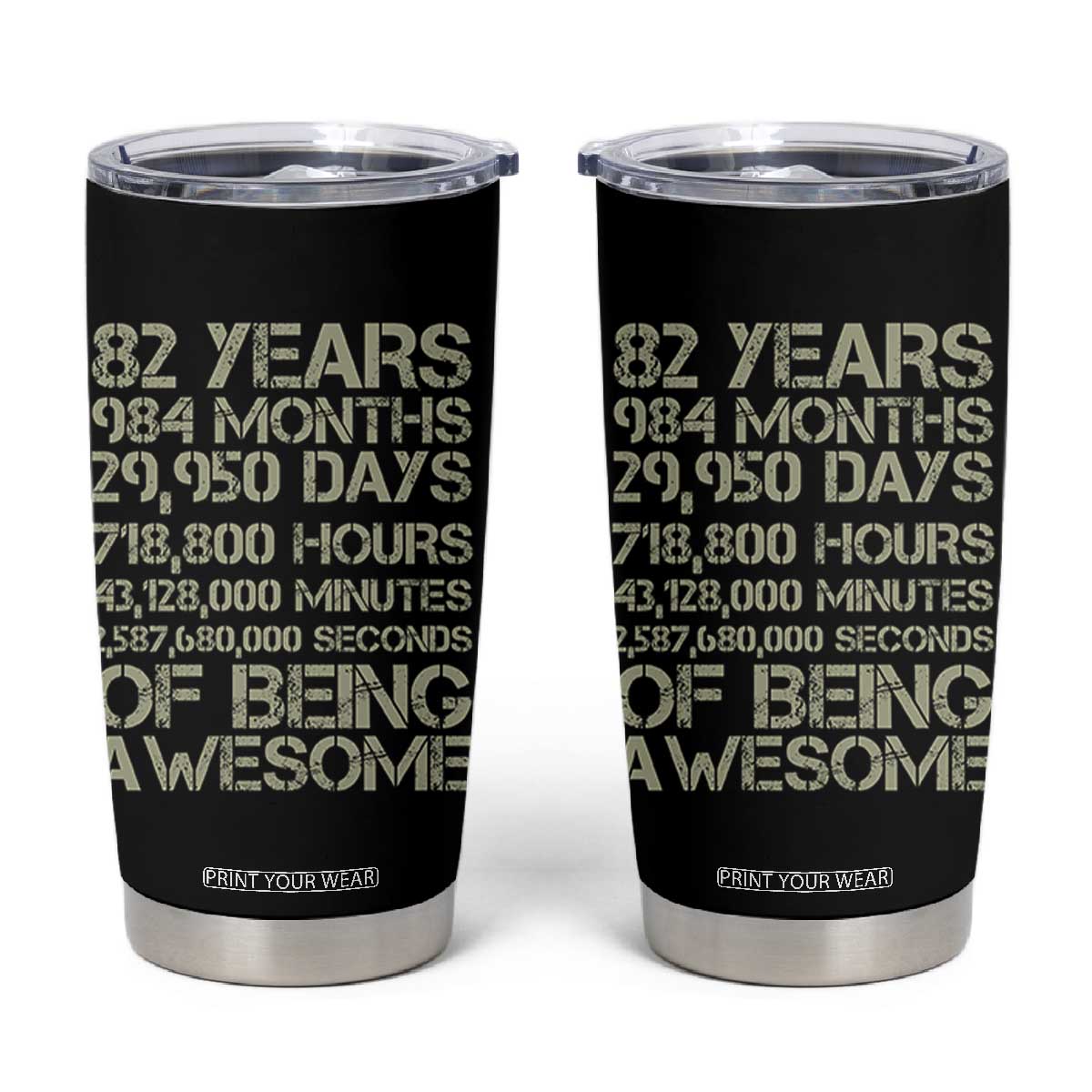 Vintage 82nd Milestone Birthday Tumbler Cup 82 Years Of Being Awesome