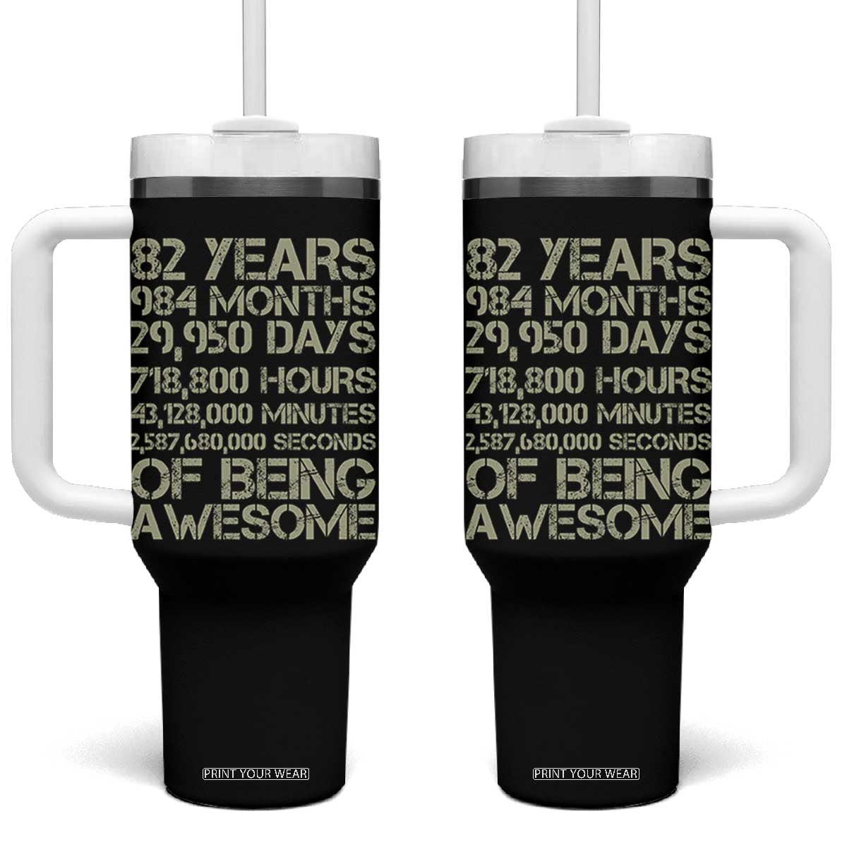 Vintage 82nd Milestone Birthday Tumbler With Handle 82 Years Of Being Awesome