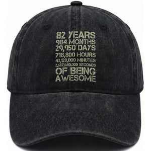 Vintage 82nd Milestone Birthday Washed Cotton Baseball Cap 82 Years Of Being Awesome