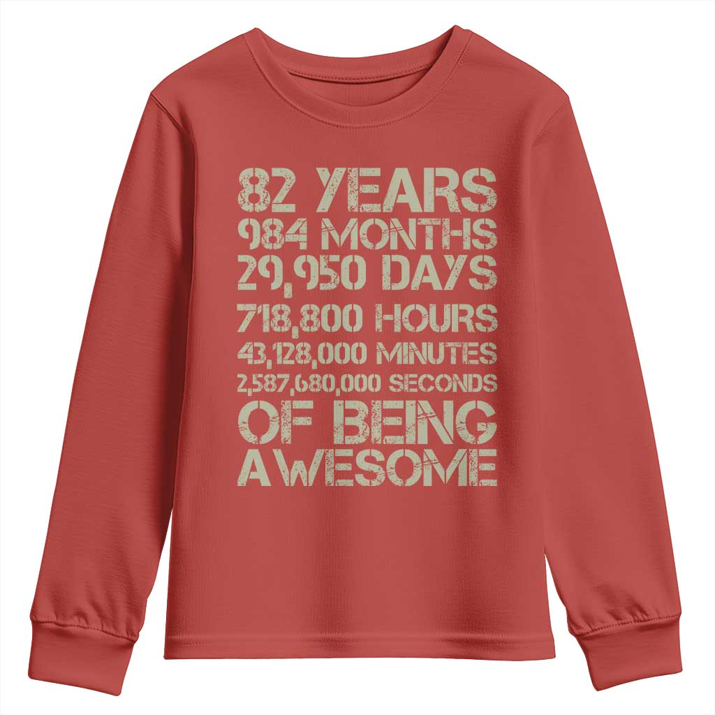 Vintage 82nd Milestone Birthday Youth Sweatshirt 82 Years Of Being Awesome