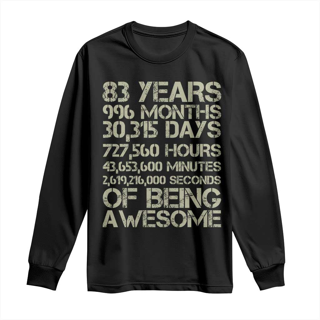 Vintage 83rd Milestone Birthday Long Sleeve Shirt 83 Years Of Being Awesome