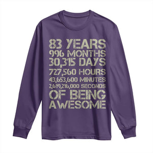 Vintage 83rd Milestone Birthday Long Sleeve Shirt 83 Years Of Being Awesome