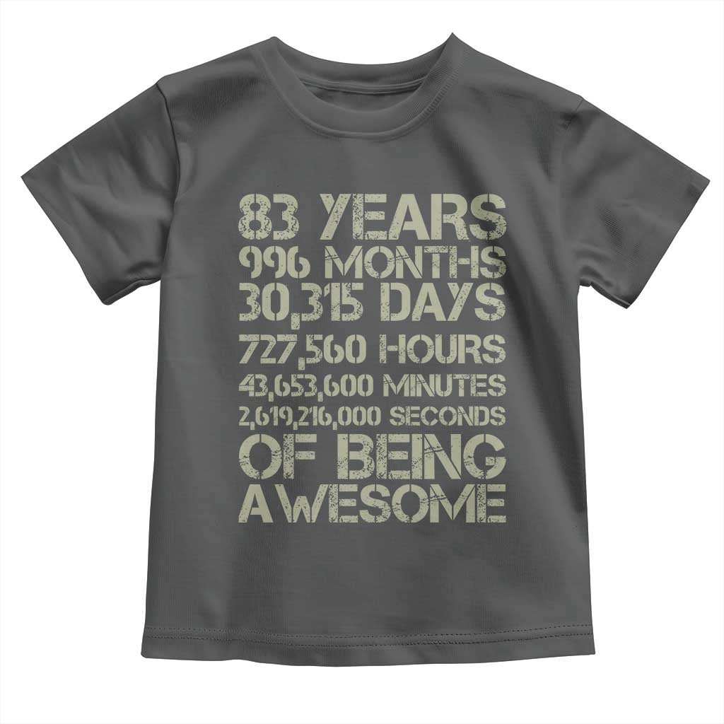 Vintage 83rd Milestone Birthday Toddler T Shirt 83 Years Of Being Awesome