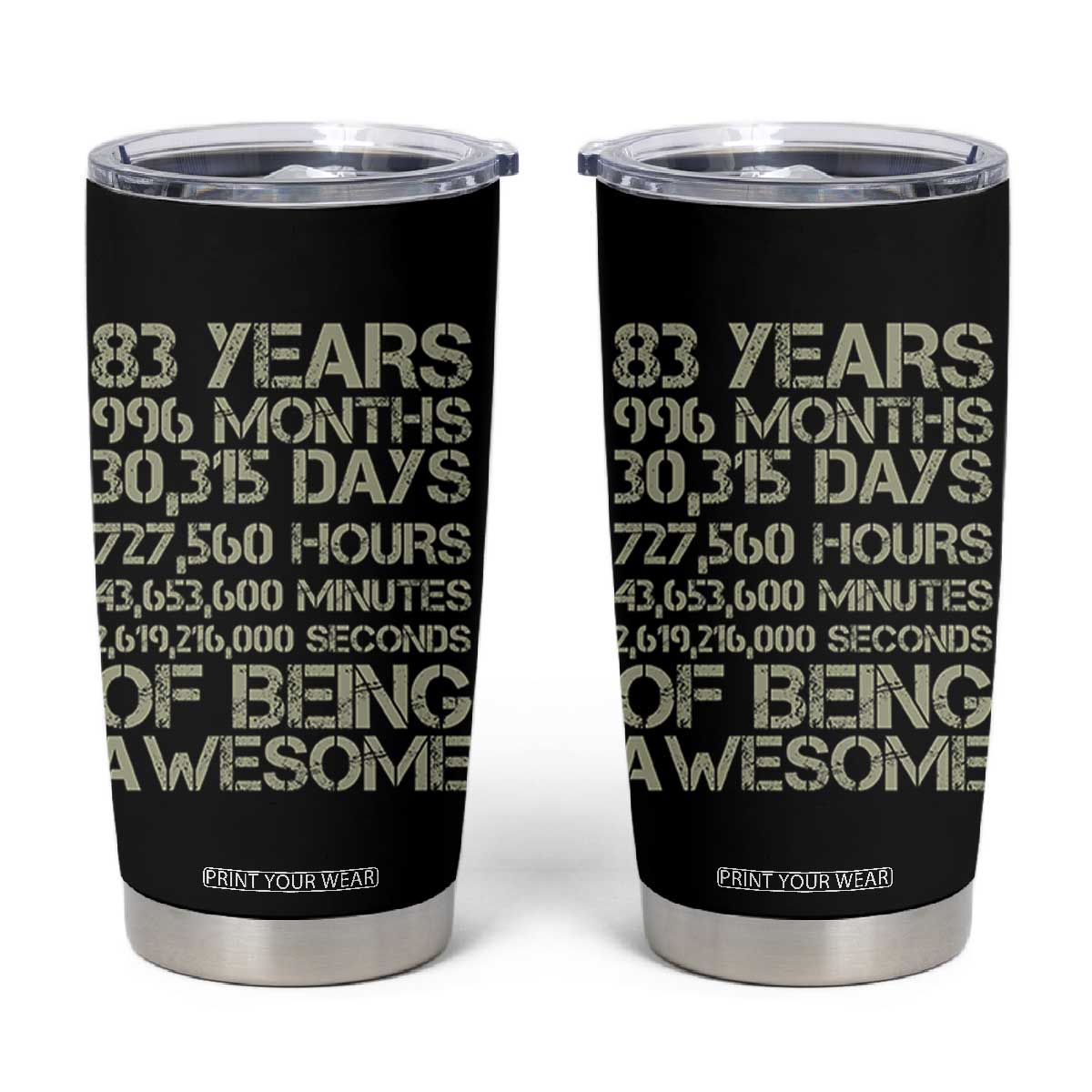 Vintage 83rd Milestone Birthday Tumbler Cup 83 Years Of Being Awesome