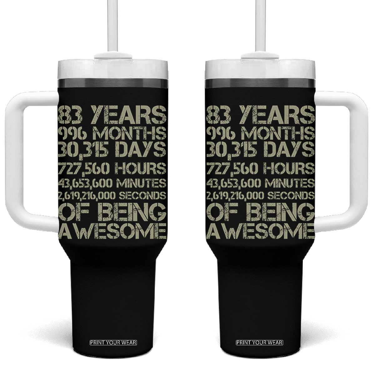 Vintage 83rd Milestone Birthday Tumbler With Handle 83 Years Of Being Awesome