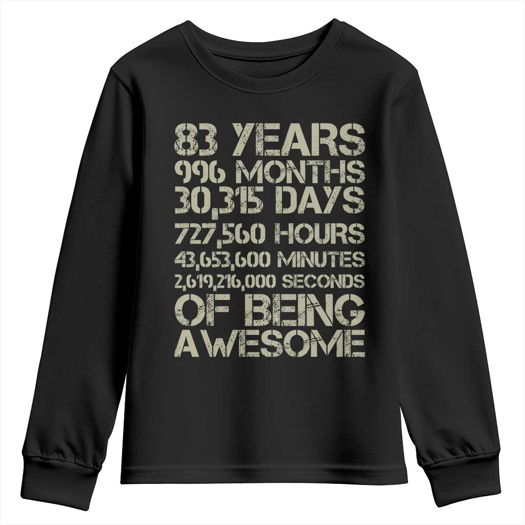 Vintage 83rd Milestone Birthday Youth Sweatshirt 83 Years Of Being Awesome