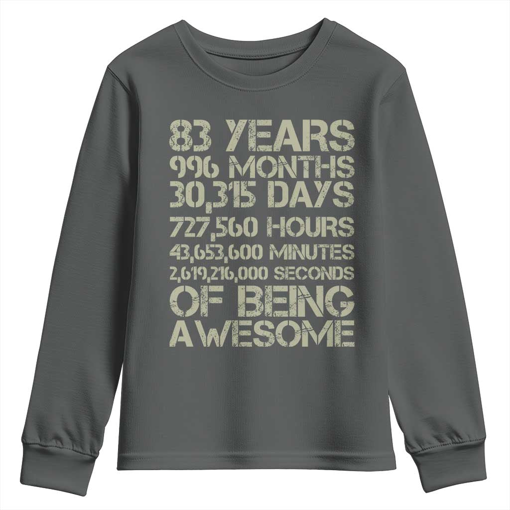 Vintage 83rd Milestone Birthday Youth Sweatshirt 83 Years Of Being Awesome