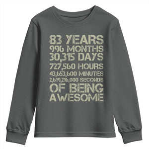 Vintage 83rd Milestone Birthday Youth Sweatshirt 83 Years Of Being Awesome