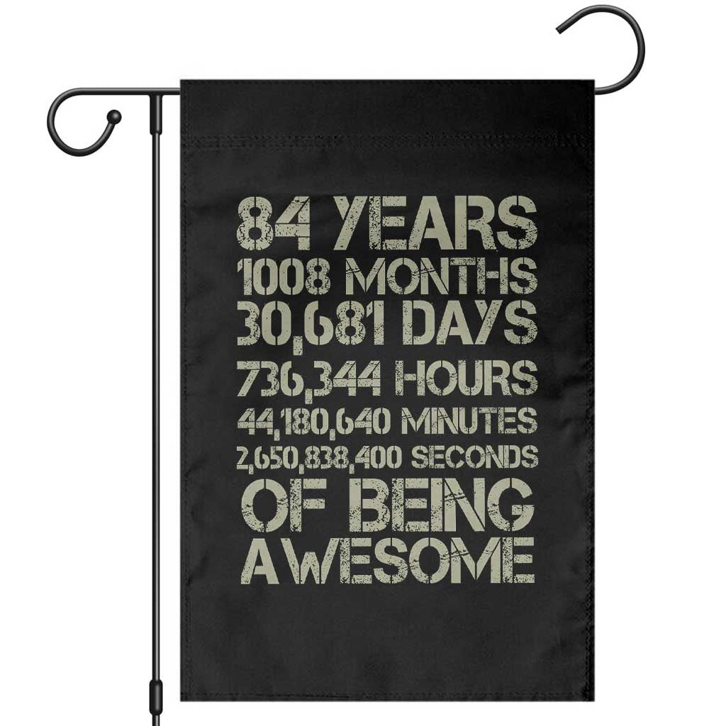 Vintage 84th Milestone Birthday Garden Flag 84 Years Of Being Awesome
