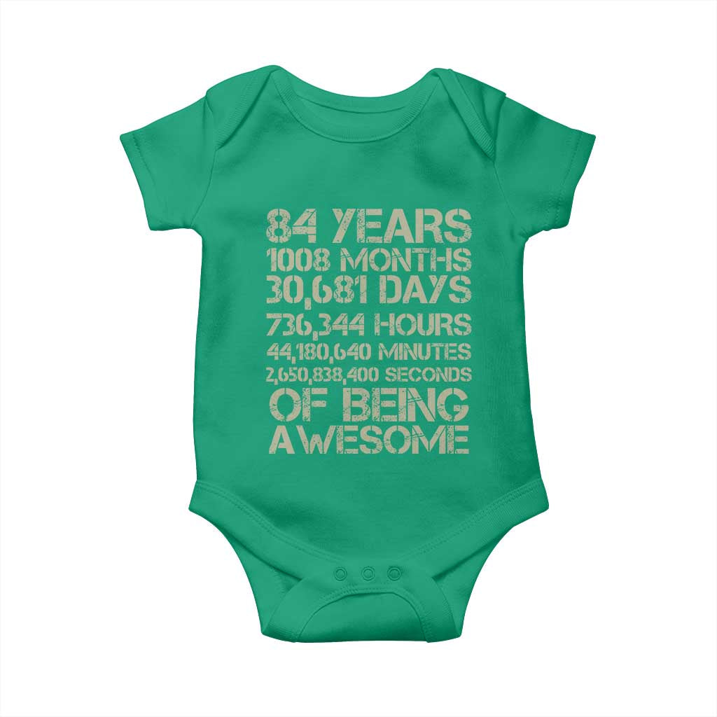 Vintage 84th Milestone Birthday Baby Onesie 84 Years Of Being Awesome