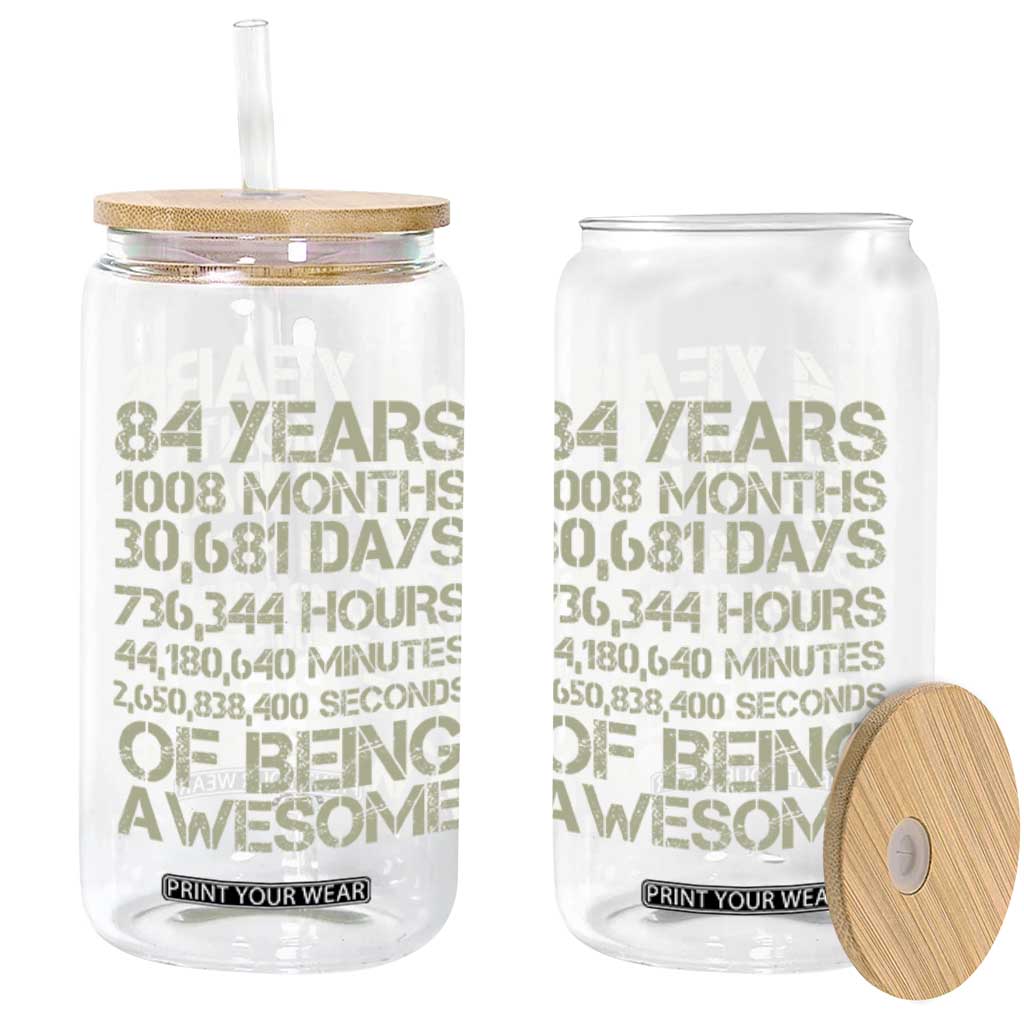 Vintage 84th Milestone Birthday Glass Can 84 Years Of Being Awesome