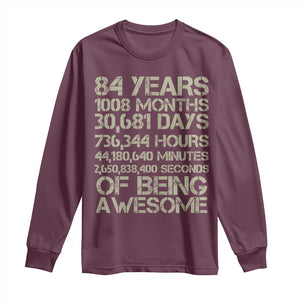 Vintage 84th Milestone Birthday Long Sleeve Shirt 84 Years Of Being Awesome