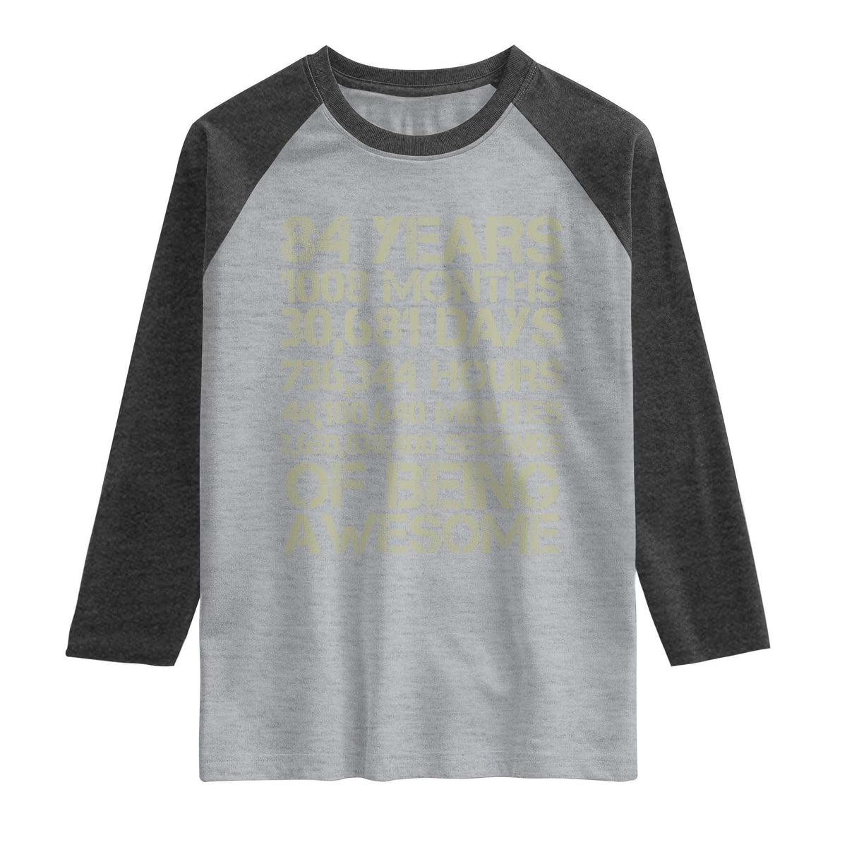 Vintage 84th Milestone Birthday Raglan Shirt 84 Years Of Being Awesome