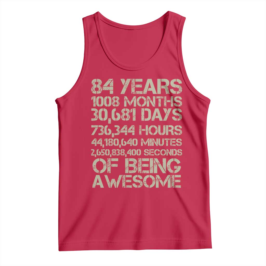 Vintage 84th Milestone Birthday Tank Top 84 Years Of Being Awesome