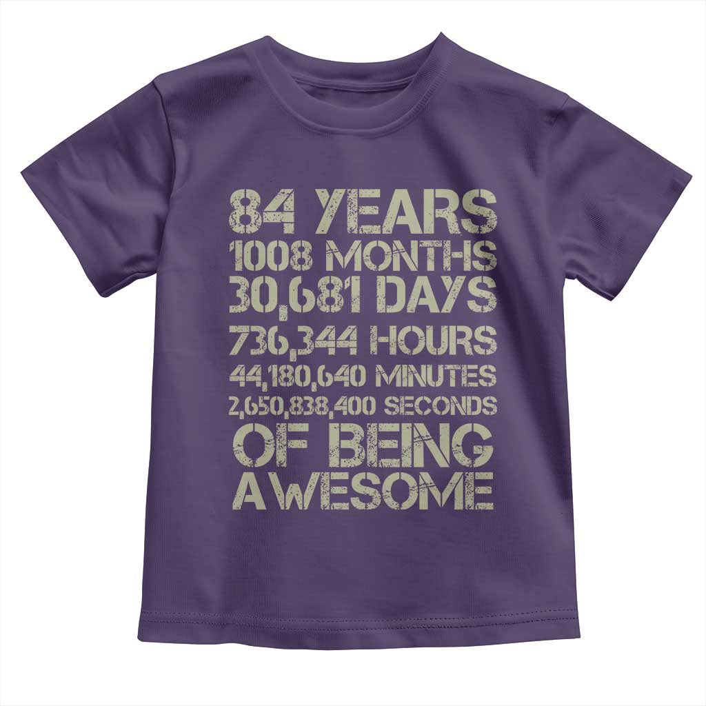 Vintage 84th Milestone Birthday Toddler T Shirt 84 Years Of Being Awesome
