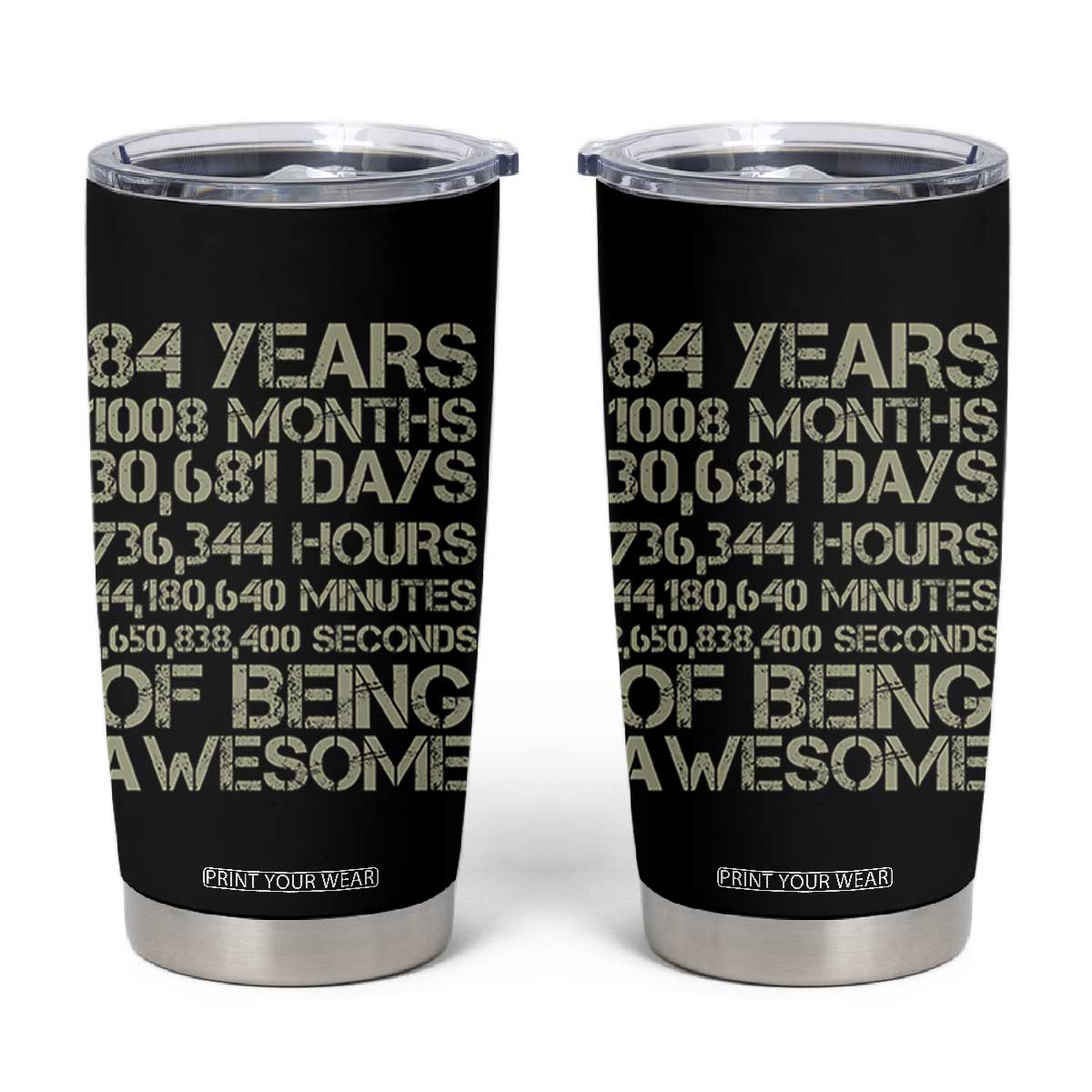 Vintage 84th Milestone Birthday Tumbler Cup 84 Years Of Being Awesome
