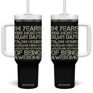 Vintage 84th Milestone Birthday Tumbler With Handle 84 Years Of Being Awesome