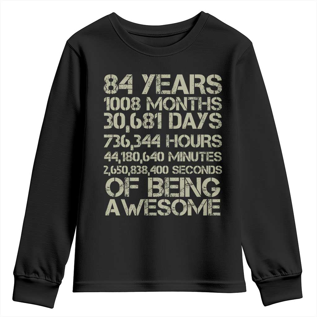 Vintage 84th Milestone Birthday Youth Sweatshirt 84 Years Of Being Awesome TS12 Black Print Your Wear