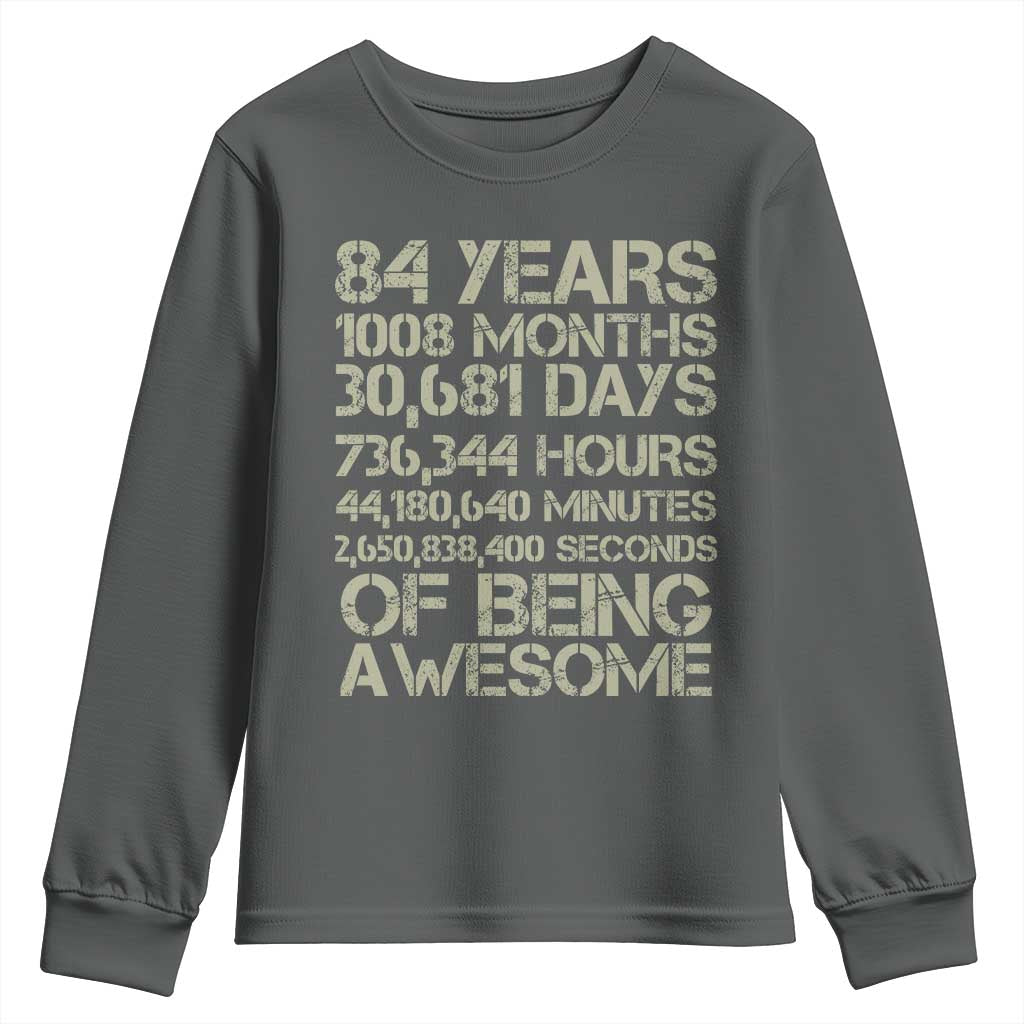 Vintage 84th Milestone Birthday Youth Sweatshirt 84 Years Of Being Awesome