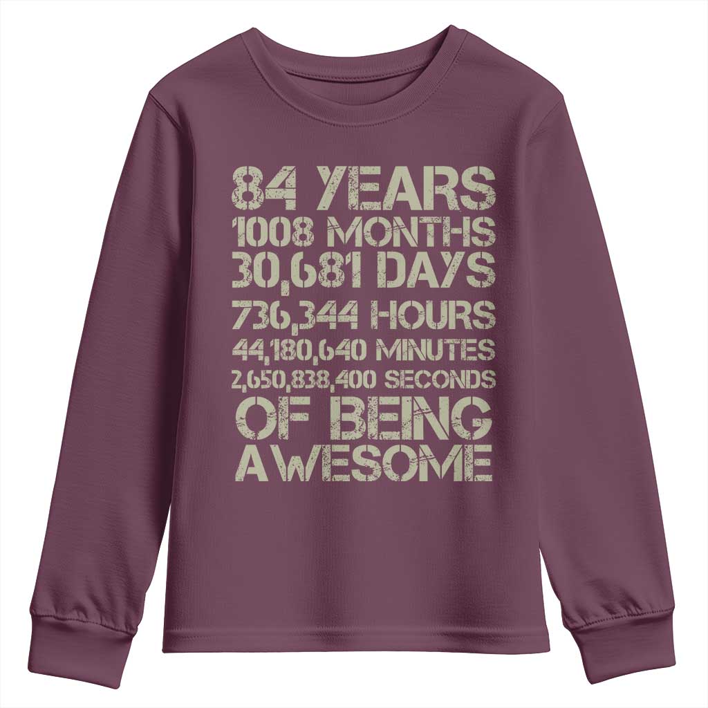 Vintage 84th Milestone Birthday Youth Sweatshirt 84 Years Of Being Awesome