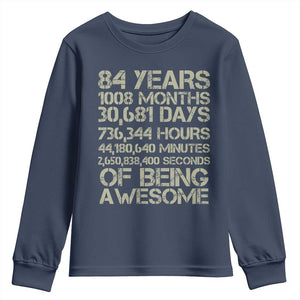 Vintage 84th Milestone Birthday Youth Sweatshirt 84 Years Of Being Awesome
