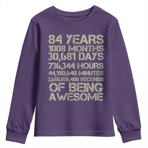 Vintage 84th Milestone Birthday Youth Sweatshirt 84 Years Of Being Awesome
