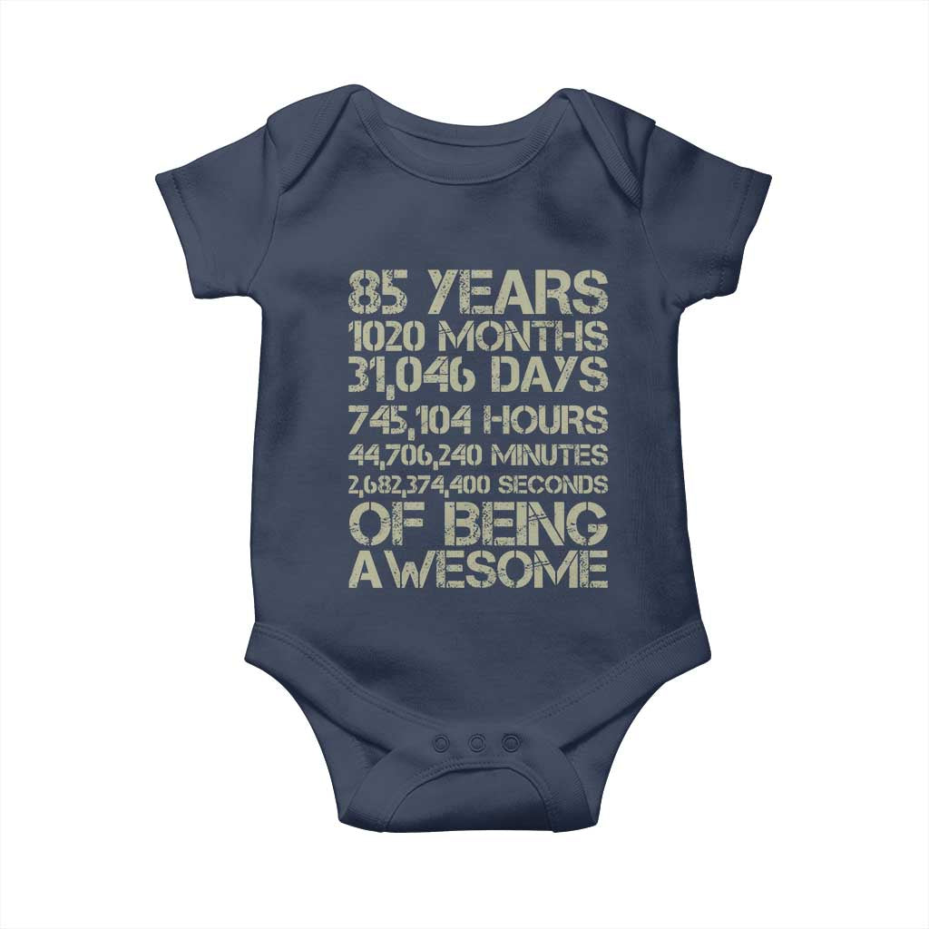 Vintage 85th Milestone Birthday Baby Onesie 85 Years Of Being Awesome