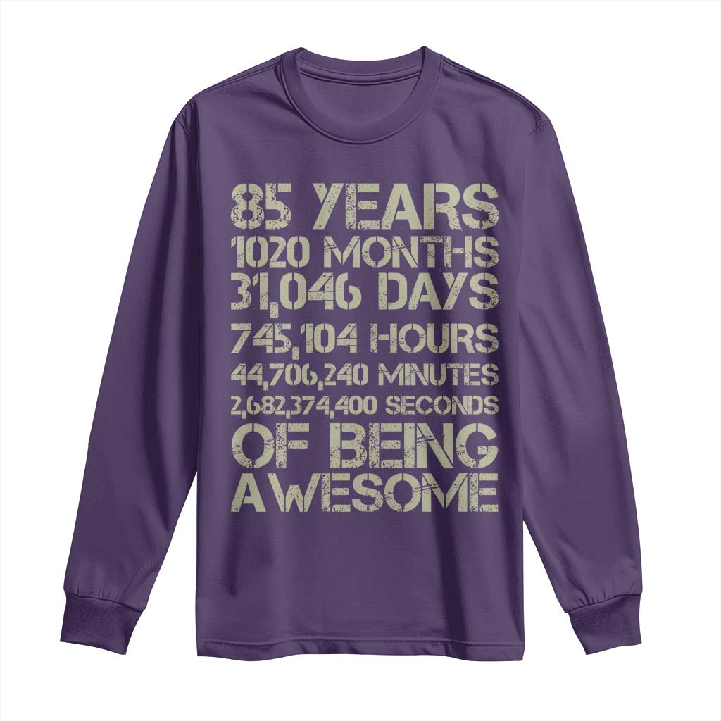 Vintage 85th Milestone Birthday Long Sleeve Shirt 85 Years Of Being Awesome