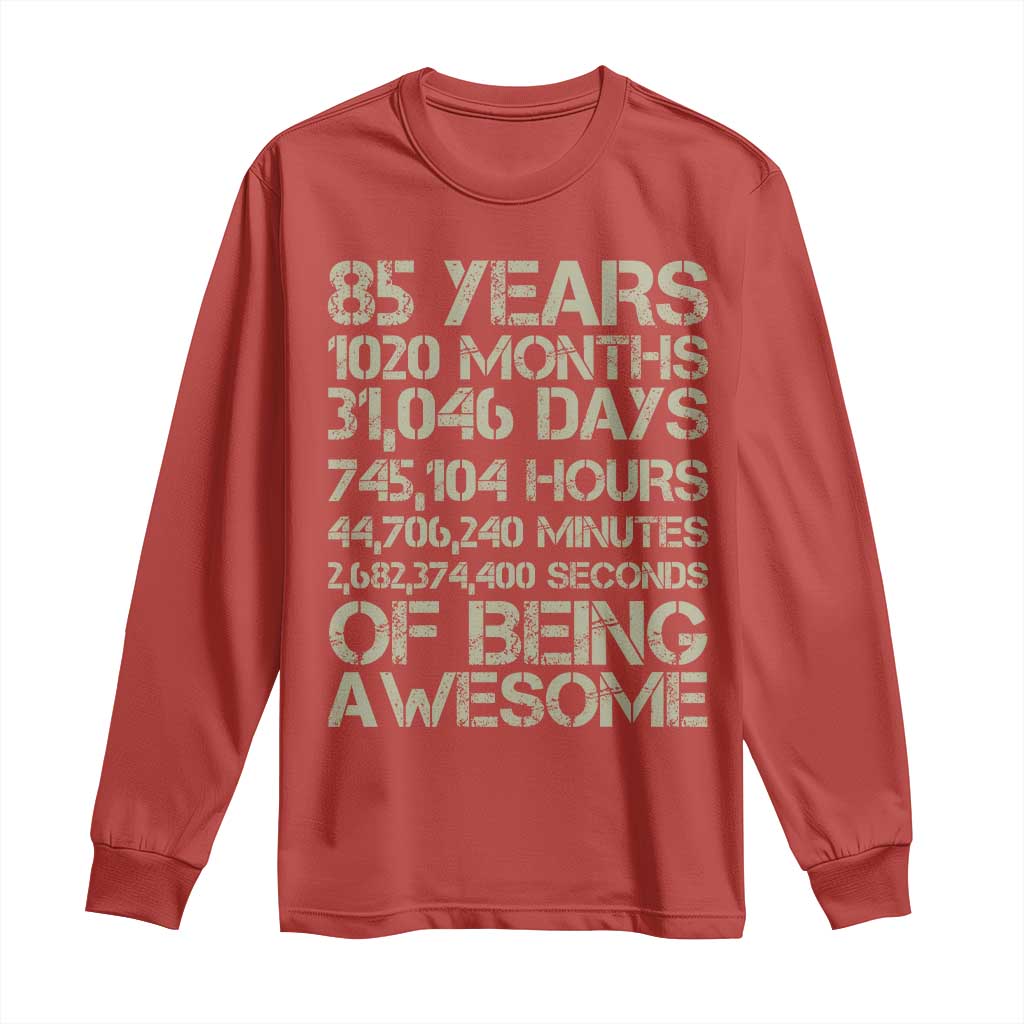 Vintage 85th Milestone Birthday Long Sleeve Shirt 85 Years Of Being Awesome