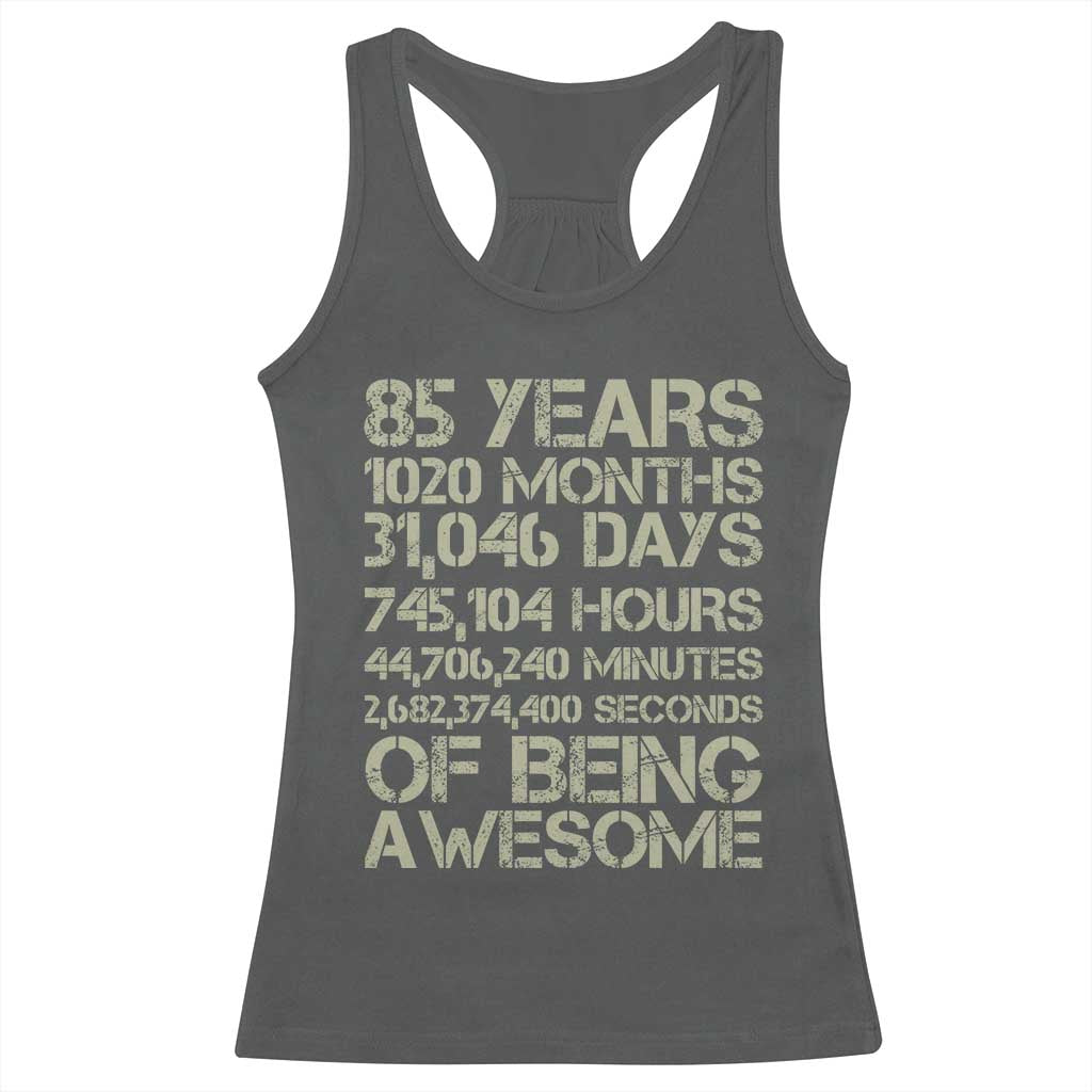 Vintage 85th Milestone Birthday Racerback Tank Top 85 Years Of Being Awesome