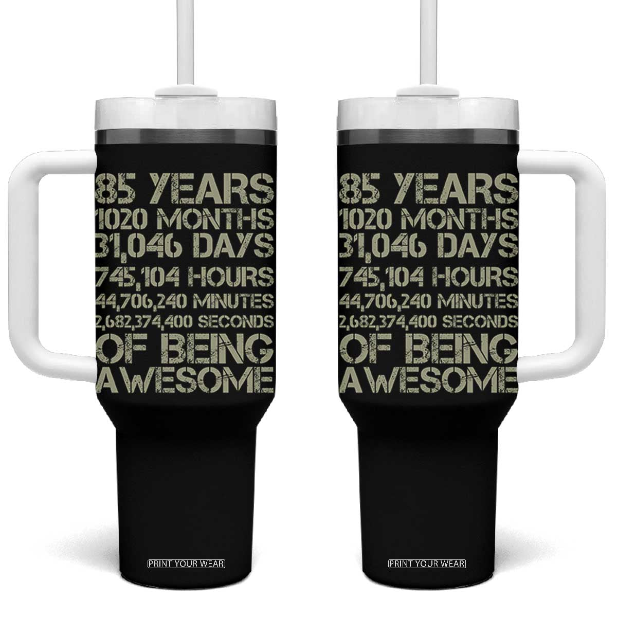 Vintage 85th Milestone Birthday Tumbler With Handle 85 Years Of Being Awesome