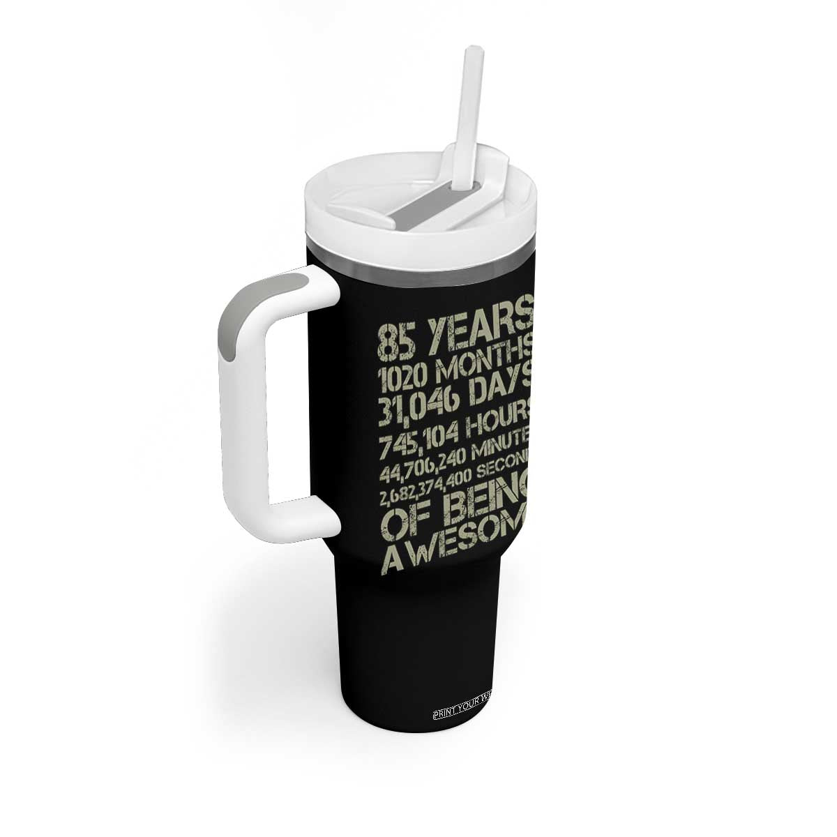 Vintage 85th Milestone Birthday Tumbler With Handle 85 Years Of Being Awesome