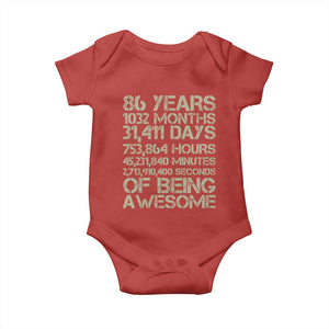 Vintage 86th Milestone Birthday Baby Onesie 86 Years Of Being Awesome