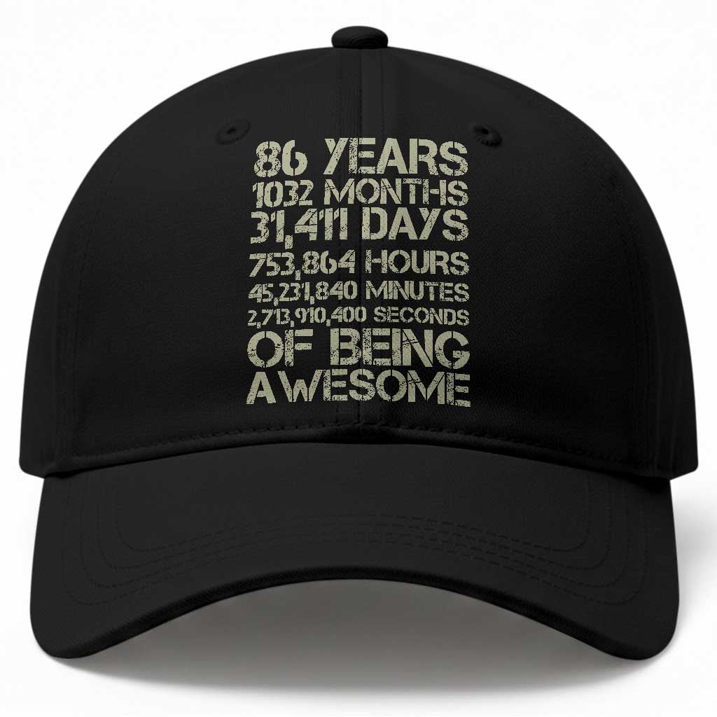 Vintage 86th Milestone Birthday Baseball Cap 86 Years Of Being Awesome