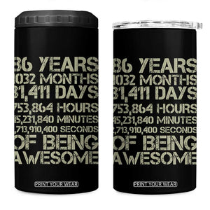 Vintage 86th Milestone Birthday 4 in 1 Can Cooler Tumbler 86 Years Of Being Awesome