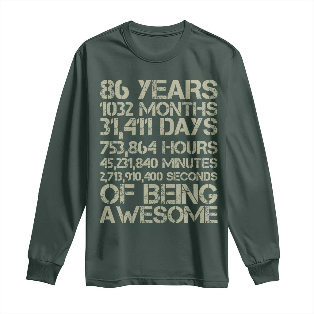 Vintage 86th Milestone Birthday Long Sleeve Shirt 86 Years Of Being Awesome