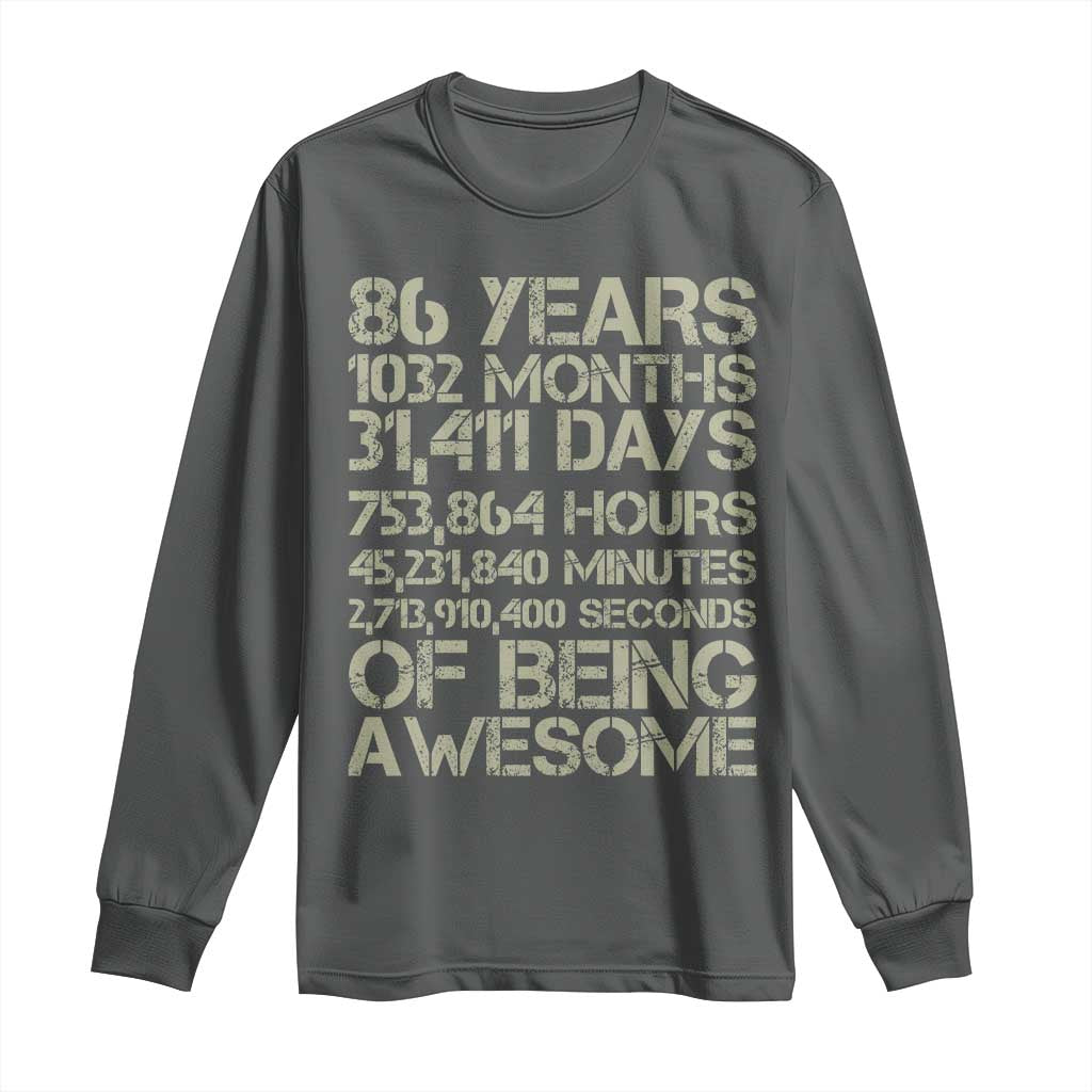Vintage 86th Milestone Birthday Long Sleeve Shirt 86 Years Of Being Awesome