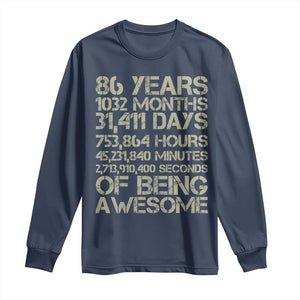 Vintage 86th Milestone Birthday Long Sleeve Shirt 86 Years Of Being Awesome