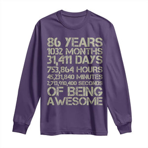 Vintage 86th Milestone Birthday Long Sleeve Shirt 86 Years Of Being Awesome