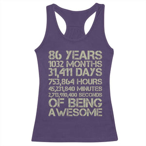Vintage 86th Milestone Birthday Racerback Tank Top 86 Years Of Being Awesome