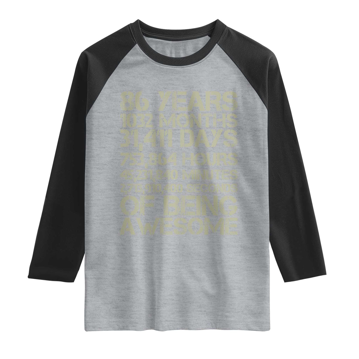 Vintage 86th Milestone Birthday Raglan Shirt 86 Years Of Being Awesome