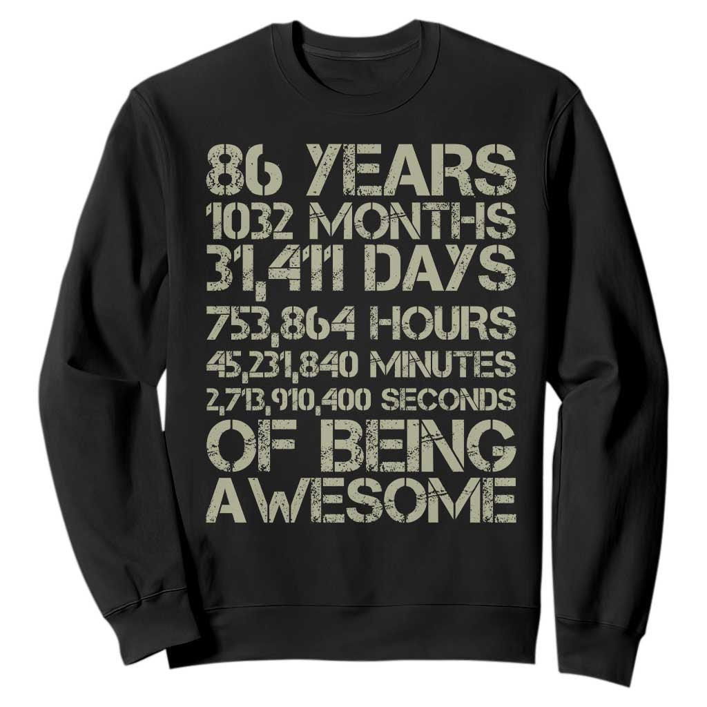 Vintage 86th Milestone Birthday Sweatshirt 86 Years Of Being Awesome