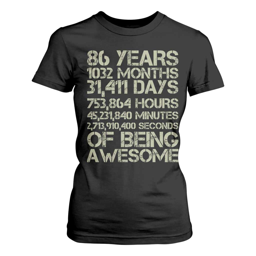 Vintage 86th Milestone Birthday T Shirt For Women 86 Years Of Being Awesome
