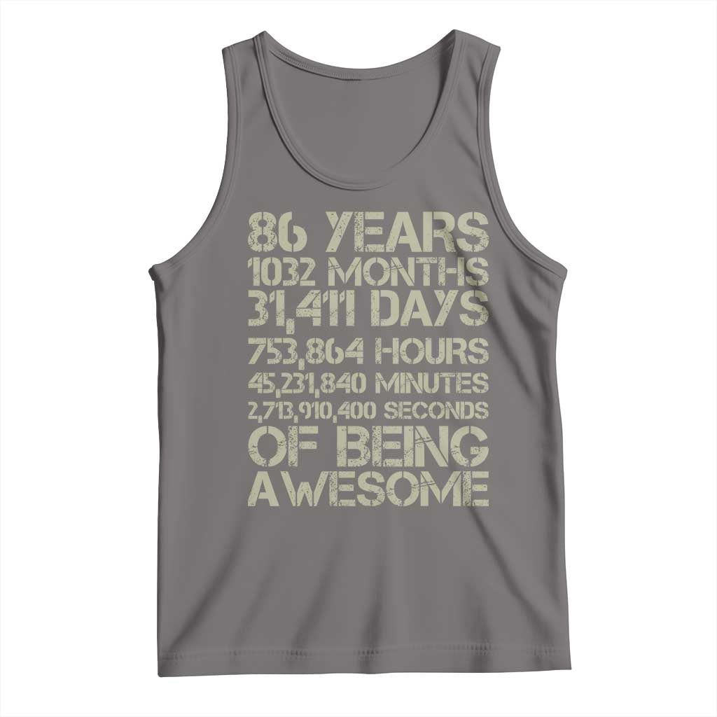 Vintage 86th Milestone Birthday Tank Top 86 Years Of Being Awesome